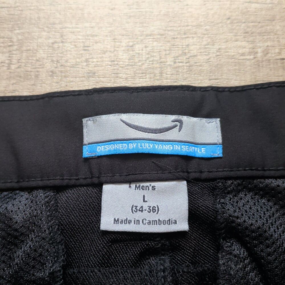 NWOT ​Amazon Employee Uniform Cargo Shorts Mens Large L Black Luly Yang 34-36 - Picture 2 of 6